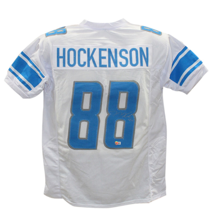 TJ Hockenson Autographed/Signed Pro Style White XL Jersey Beckett 39321