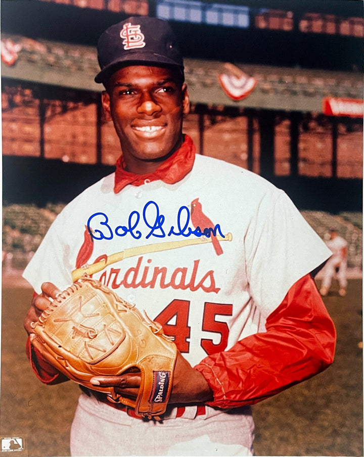 Bob Gibson signed St. Louis Cardinals 8x10 Photo imperfect- Tuff Stuff COA (HOF)