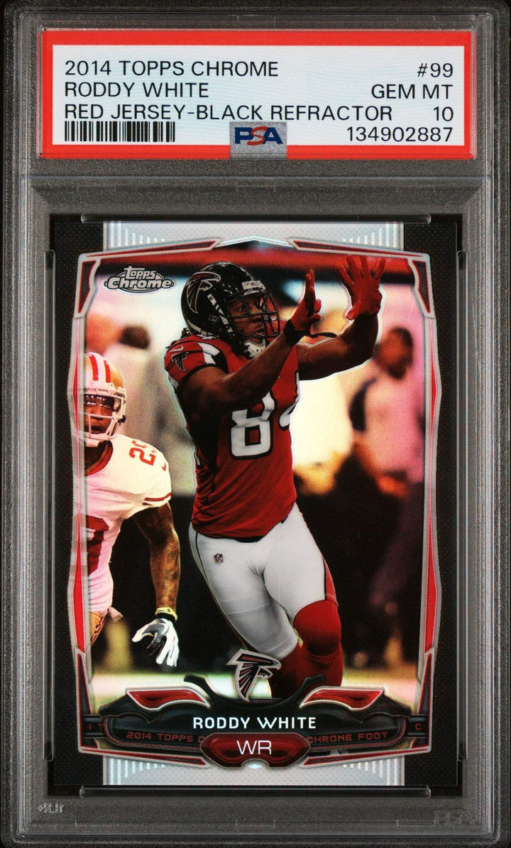 Graded 2014 Topps Chrome Roddy White #99 Black Refractors Football Card PSA 10