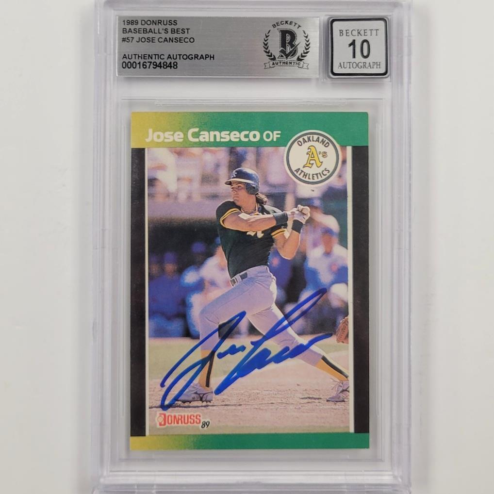 Jose Canseco signed 1989 Donruss Baseball's Best #57 card autograph BAS 10 auto