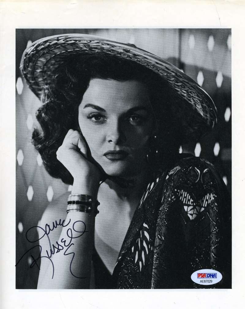 Jane Russell Psa Dna Coa Autograph 8x10 Photo Hand Signed