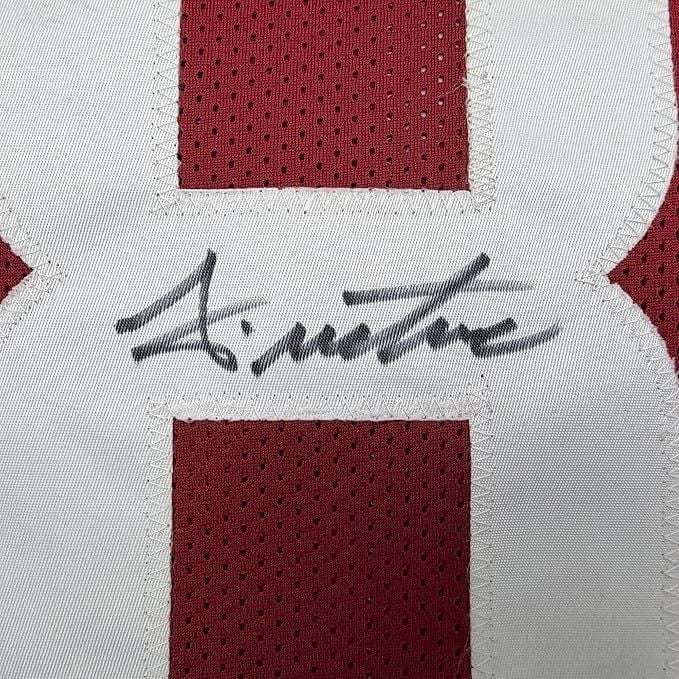 Framed Autographed John Metchie III 35x39 Alabama Red College Jersey JSA COA
