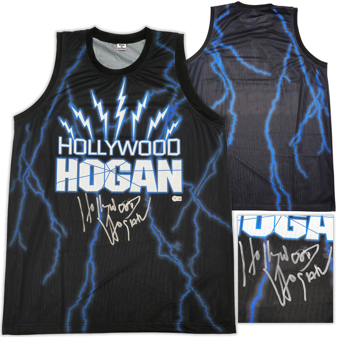 WWE Hulk Hogan Autographed Signed Black Jersey "Hollywood Hogan" Beckett Wit