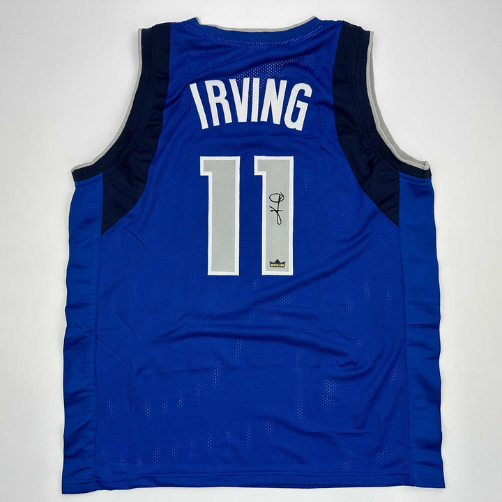 Facsimile Autographed Kyrie Irving Dallas Blue Reprint Auto Jersey Size Men's XL