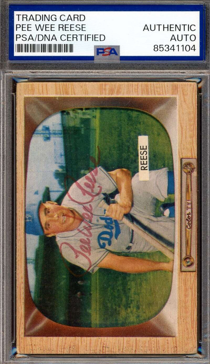 Pee Wee Reese PSA DNA Vintage Signed 1955 Bowman Autograph