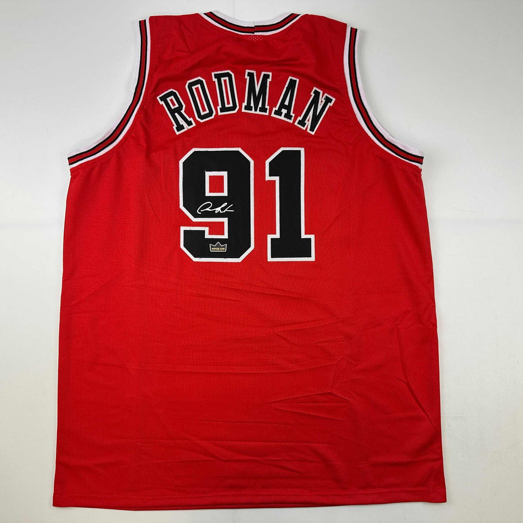 Facsimile Autographed Dennis Rodman Chicago Red Reprint Jersey Size Men's XL