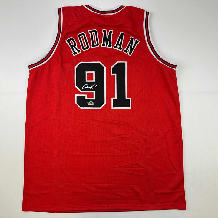 Facsimile Autographed Dennis Rodman Chicago Red Reprint Jersey Size Men's XL