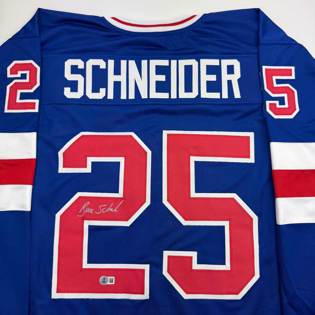 Autographed/Signed Buzz Schneider Blue USA Miracle On Ice 1980 Jersey COA
