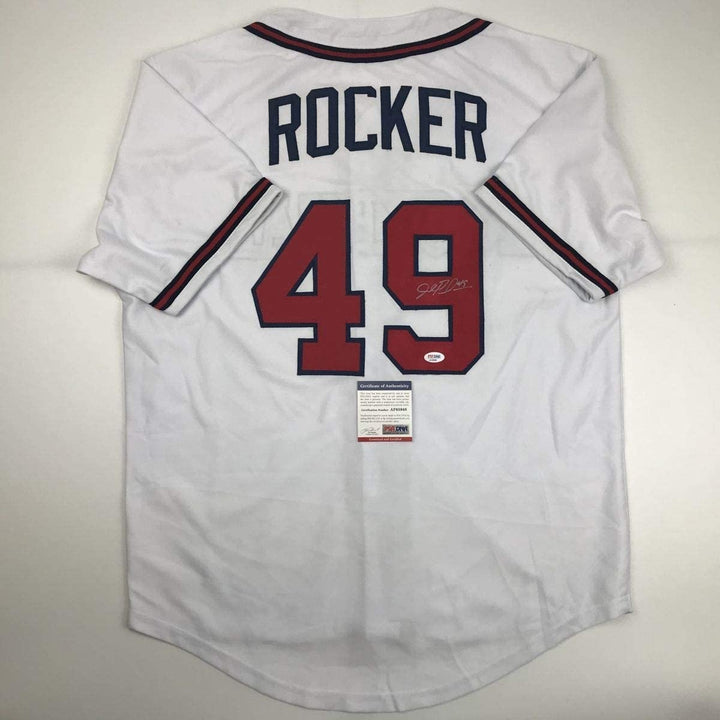 Autographed/Signed JOHN ROCKER Atlanta White Jersey PSA/DNA COA Auto