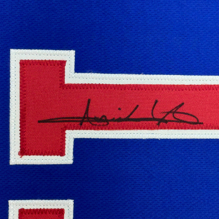 FRAMED Autographed/Signed ISIAH THOMAS 33x42 Detroit Blue Jersey Beckett BAS COA