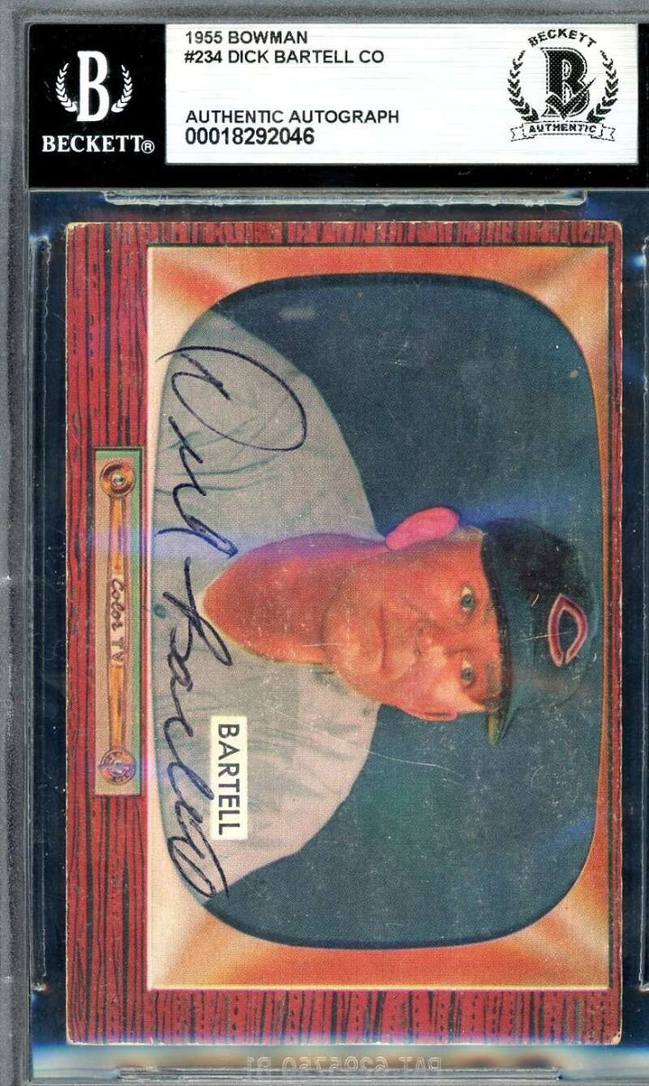 Dick Bartell Beckett BAS Signed 1955 Bowman Autograph