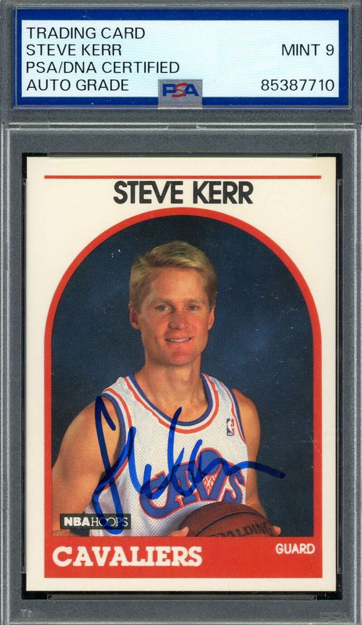 Steve Kerr Mint 9 PSA DNA Signed 1989 NBA Hoops Rookie Autographed