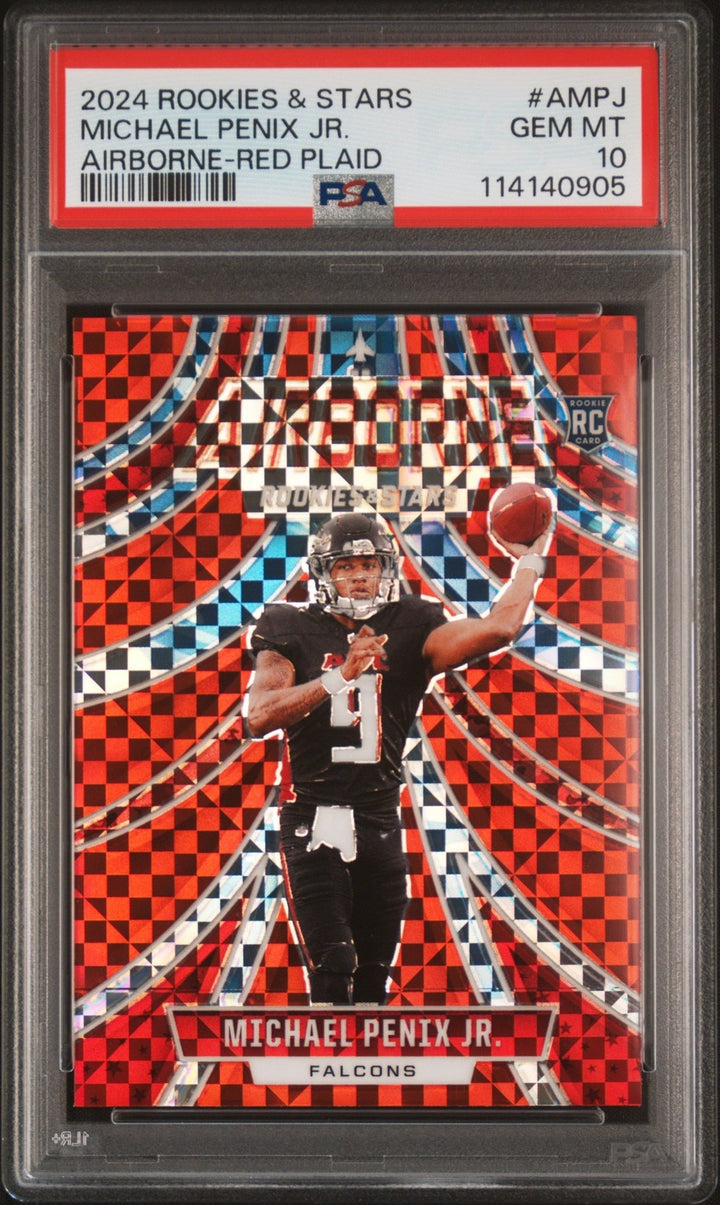 Graded 2024 Panini R&S Michael Penix Jr #AMPJ Red Plaid Rookie Card PSA 10