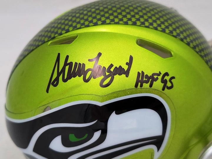 Steve Largent Signed Seattle Seahawks Flash Green Mini Helmet "HOF 95" MCS Holo