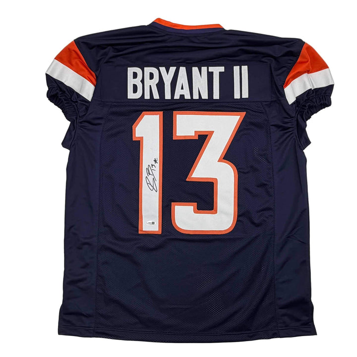 Autographed/Signed Pat Bryant II Denver Blue Pro Cut Football Jersey JSA COA