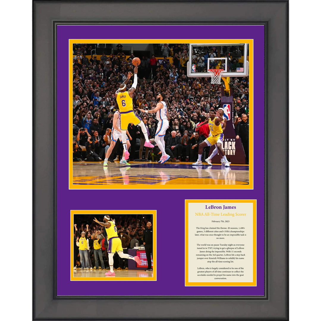 Framed LeBron James NBA All-Time Leading Scorer Lakers 12"x15" Photo Collage