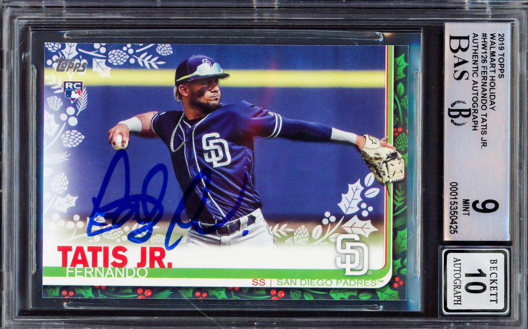 Fernando Tatis Jr. Auto 2019 Topps Holiday RC HW126 Padres BGS 9 Auto 10 Beckett