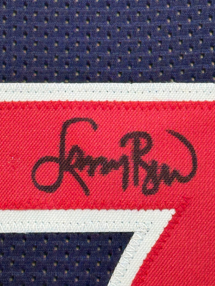 Framed Signed Larry Bird 35x39 USA Blue 92 Dream Team Jersey COA