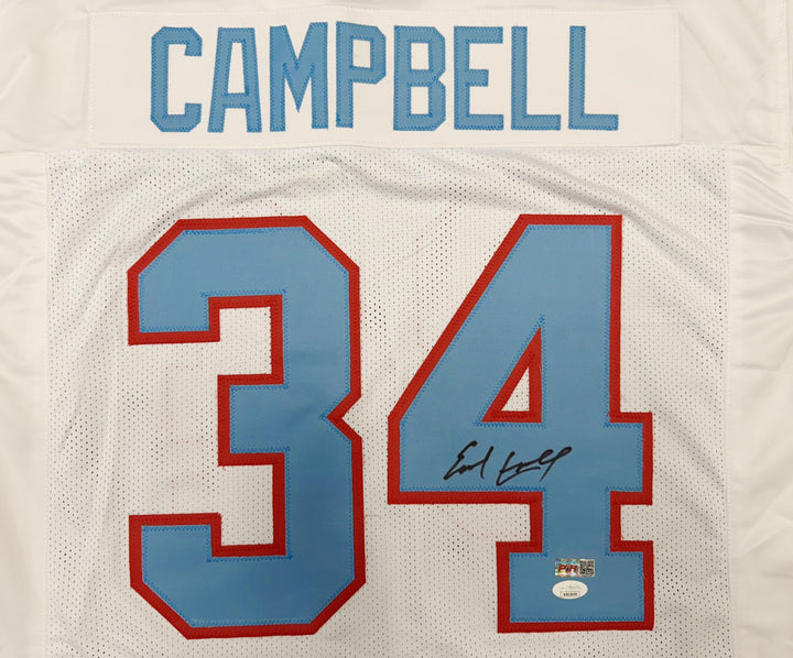 Earl Campbell Signed Oilers White Custom Jersey JSA Witness