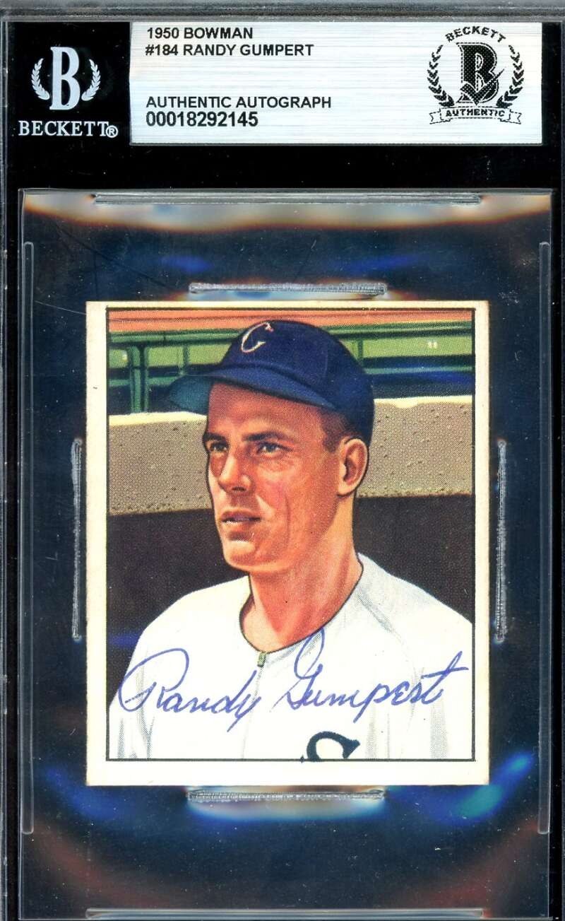 Randy Gumpert Beckett BAS Signed 1950 Bowman Autograph