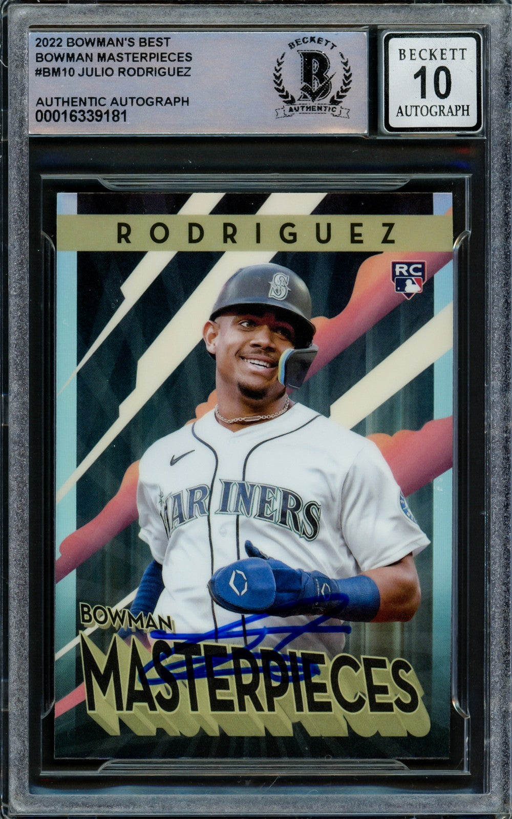 Julio Rodriguez Signed 2022 Bowman's Best Masterpieces RC #BM-10 Mariners