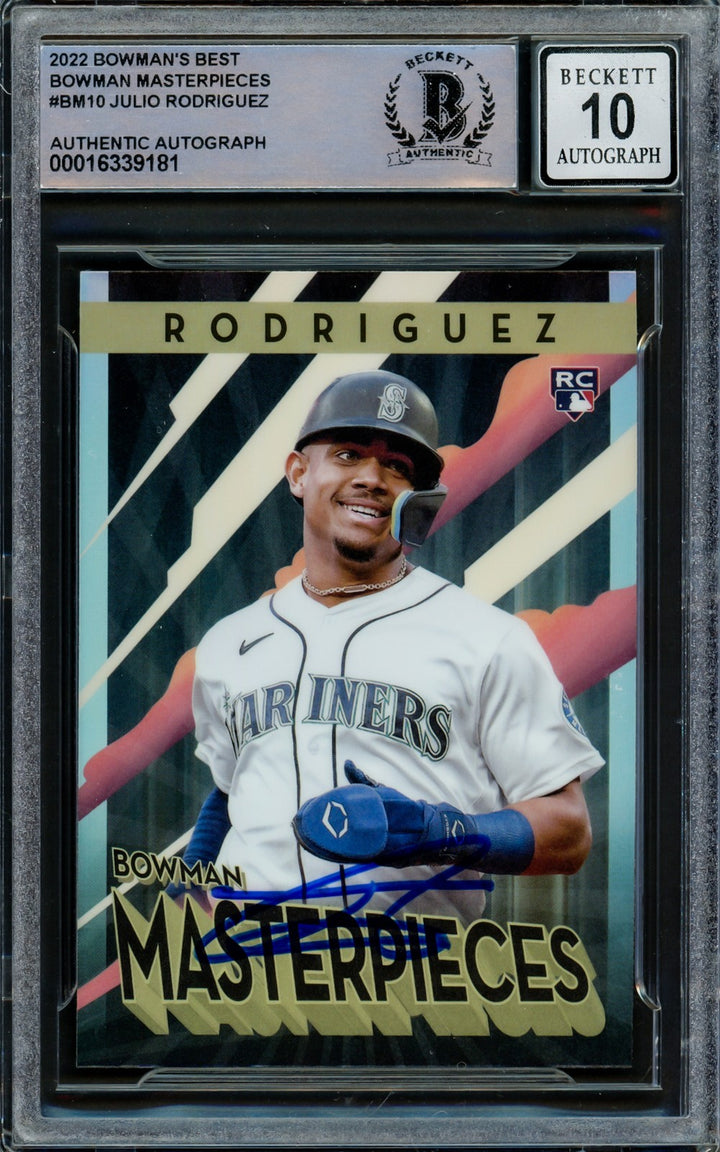 Julio Rodriguez Signed 2022 Bowman's Best Masterpieces RC #BM-10 Mariners