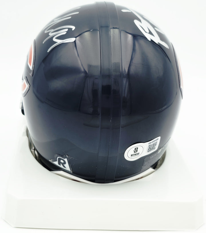 Brian Urlacher & Dan Hampton Signed Bears Blue Mini Helmet Beckett Witness