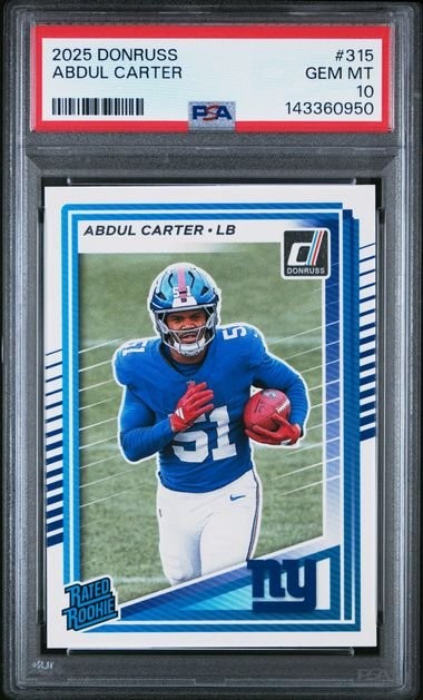 Graded 2025 Panini Donruss Abdul Carter #315 Rookie RC Card PSA 10 Gem