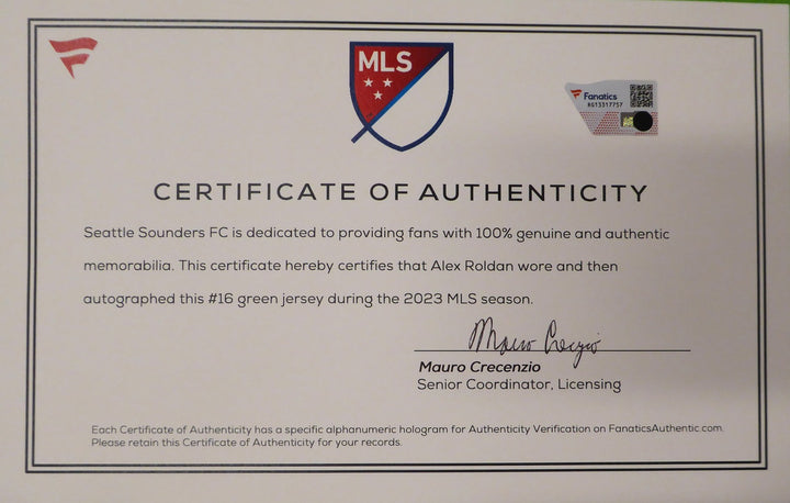 Seattle Sounders Alex Roldan Signed 2023 Season Match Used Adidas Green Jersey