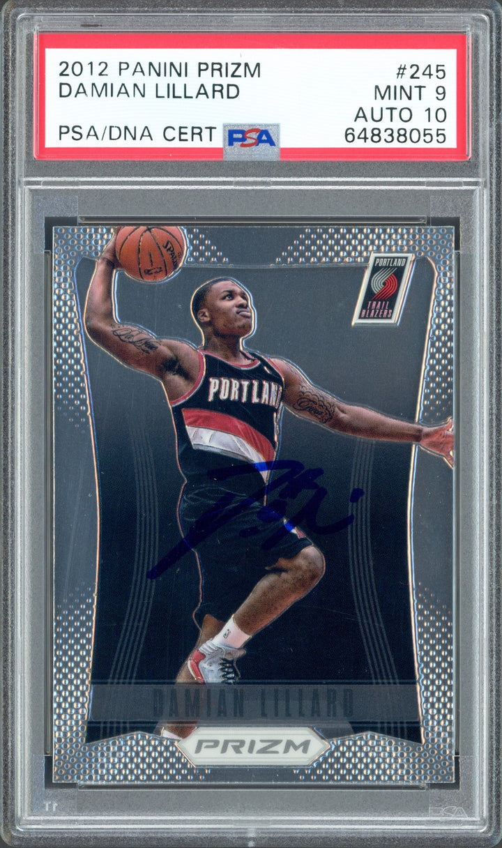 Damian Lillard Auto 2012-13 Panini Prizm RC 245 BGS 9 Sig 10 Beckett