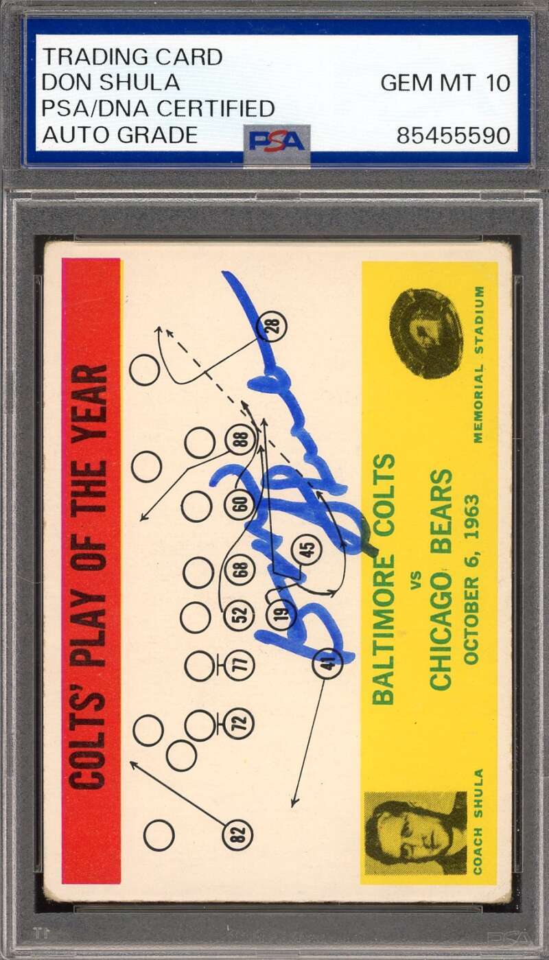 Don Shula Gem Mint 10 PSA DNA Signed 1964 Philadelphia Gum Rookie Autograph