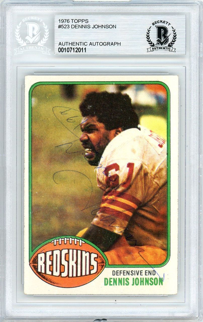 Dennis Johnson Signed 1976 Topps RC 523 Washington Redskins Beckett