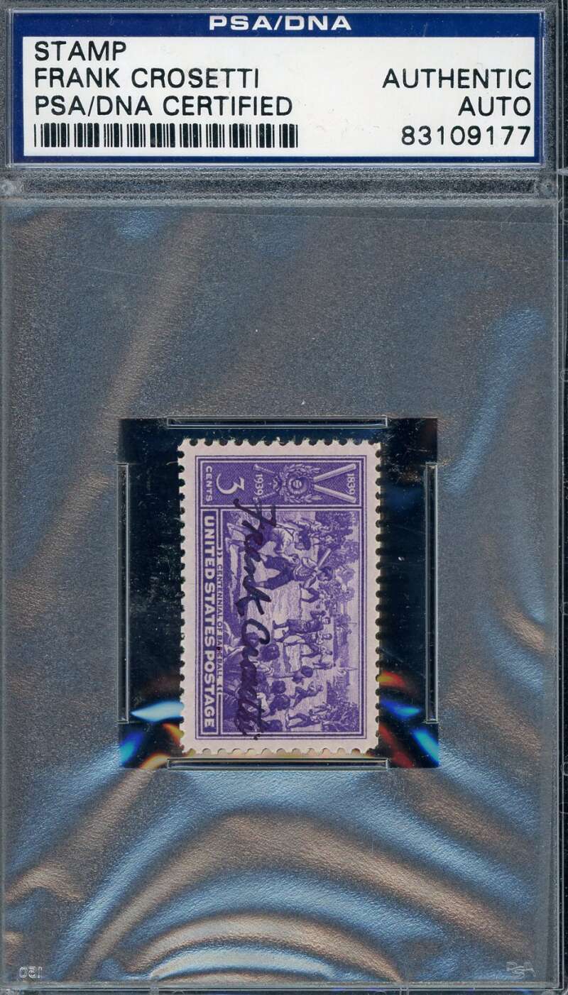 Frank Crosetti PSA DNA Coa Signed 1939 Centennial Stamp Autograph