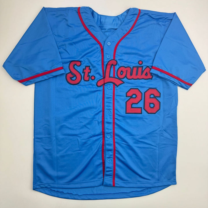 Autographed/Signed J.J. JJ Wetherholt St. Louis Blue Jersey LCG Prova COA