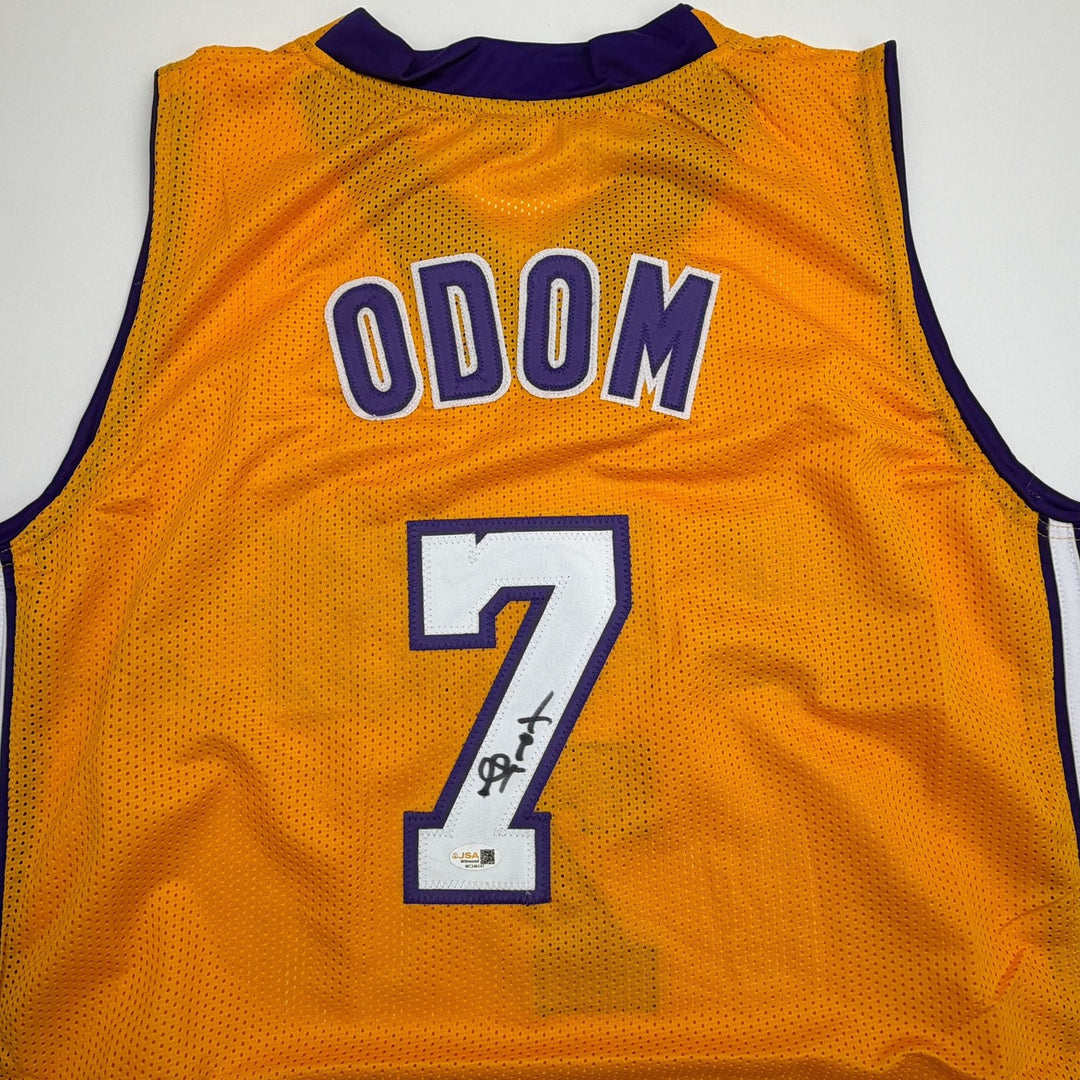 Autographed/Signed Lamar Odom Los Angeles Yellow Basketball Jersey JSA COA