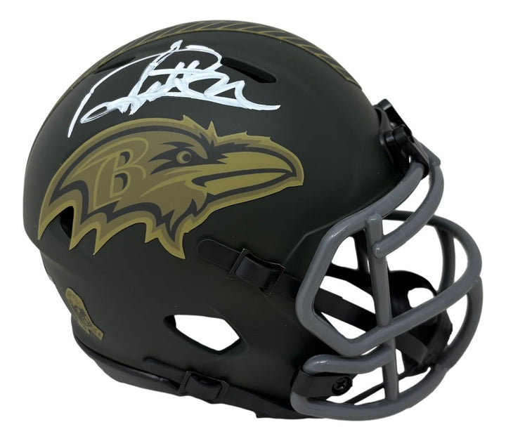 Derrick Henry Signed Baltimore Ravens Salute To Service Mini Speed Helmet BAS