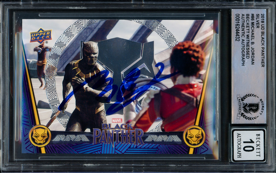 Michael B. Jordan 2018 UD Black Panther Silver Card Marvel Gem 10 Auto Beckett D