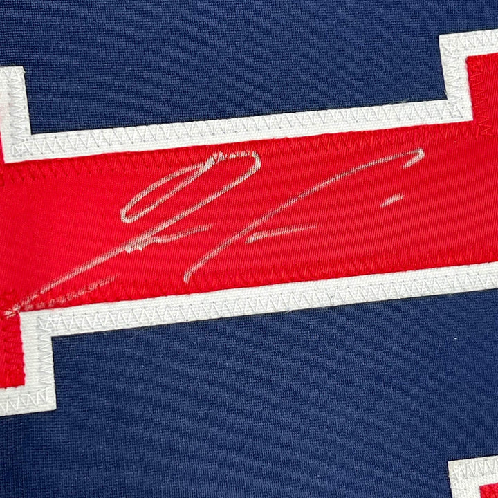 FRAMED Autographed/Signed RONALD ACUNA JR. 33x42 Atlanta Blue Jersey JSA COA