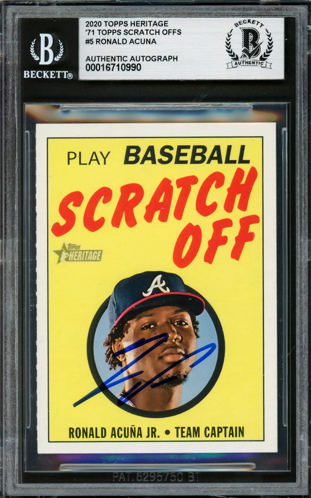 Ronald Acuna Jr. Signed 2020 Topps Heritage Scratch Off Card 5 Braves Beckett