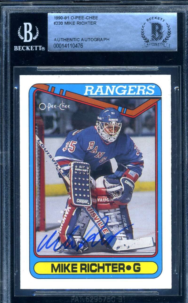 Mike Richter Beckett BAS Signed 1990-91 O-Pee-Chee Rookie Autograph