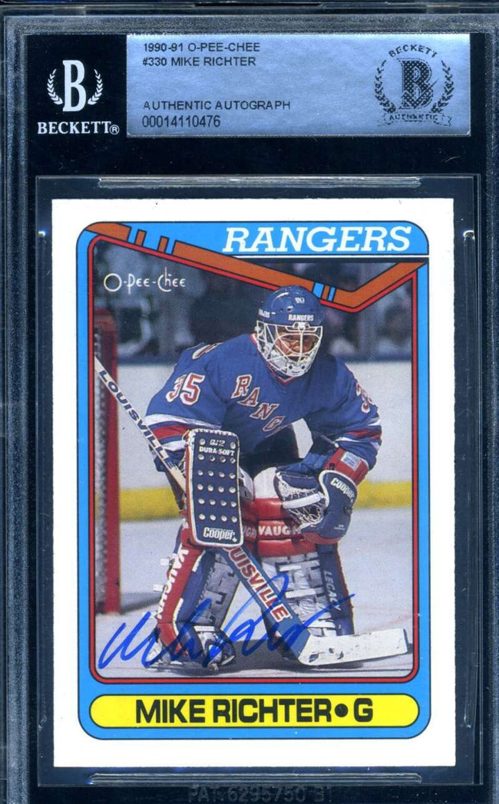Mike Richter Beckett BAS Signed 1990-91 O-Pee-Chee Rookie Autograph