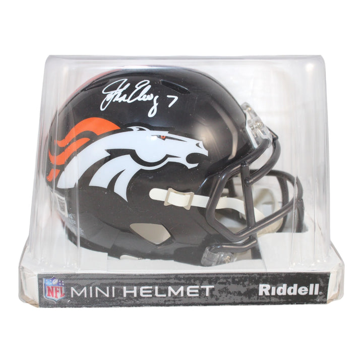 John Elway Signed Denver Broncos 97-23 Speed Mini Helmet Beckett 50994