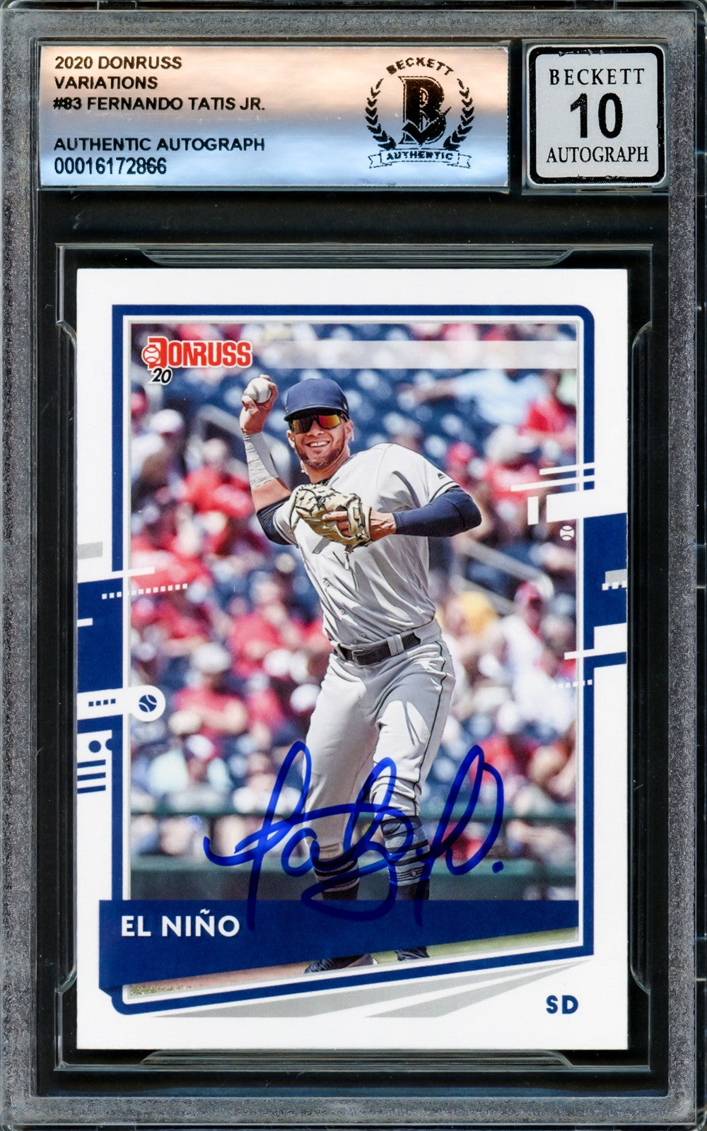 Fernando Tatis Jr Auto 2020 Donruss Variations El Nino Card 83 Padres Sig 10 BAS
