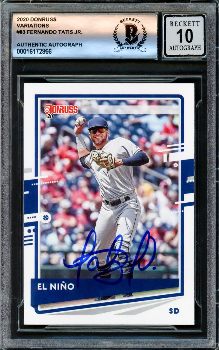 Fernando Tatis Jr Auto 2020 Donruss Variations El Nino Card 83 Padres Sig 10 BAS