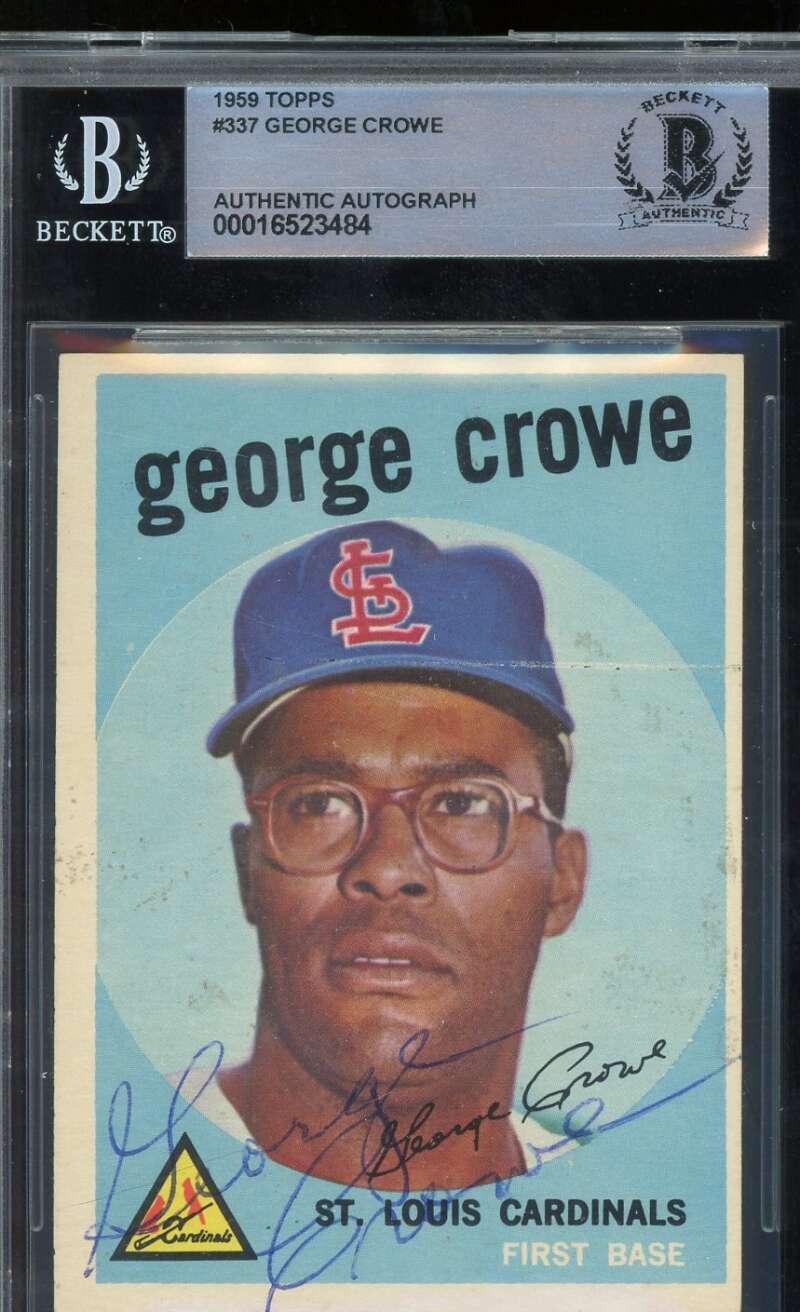 George Crowe Beckett BAS Signed 1959 Topps Autograph