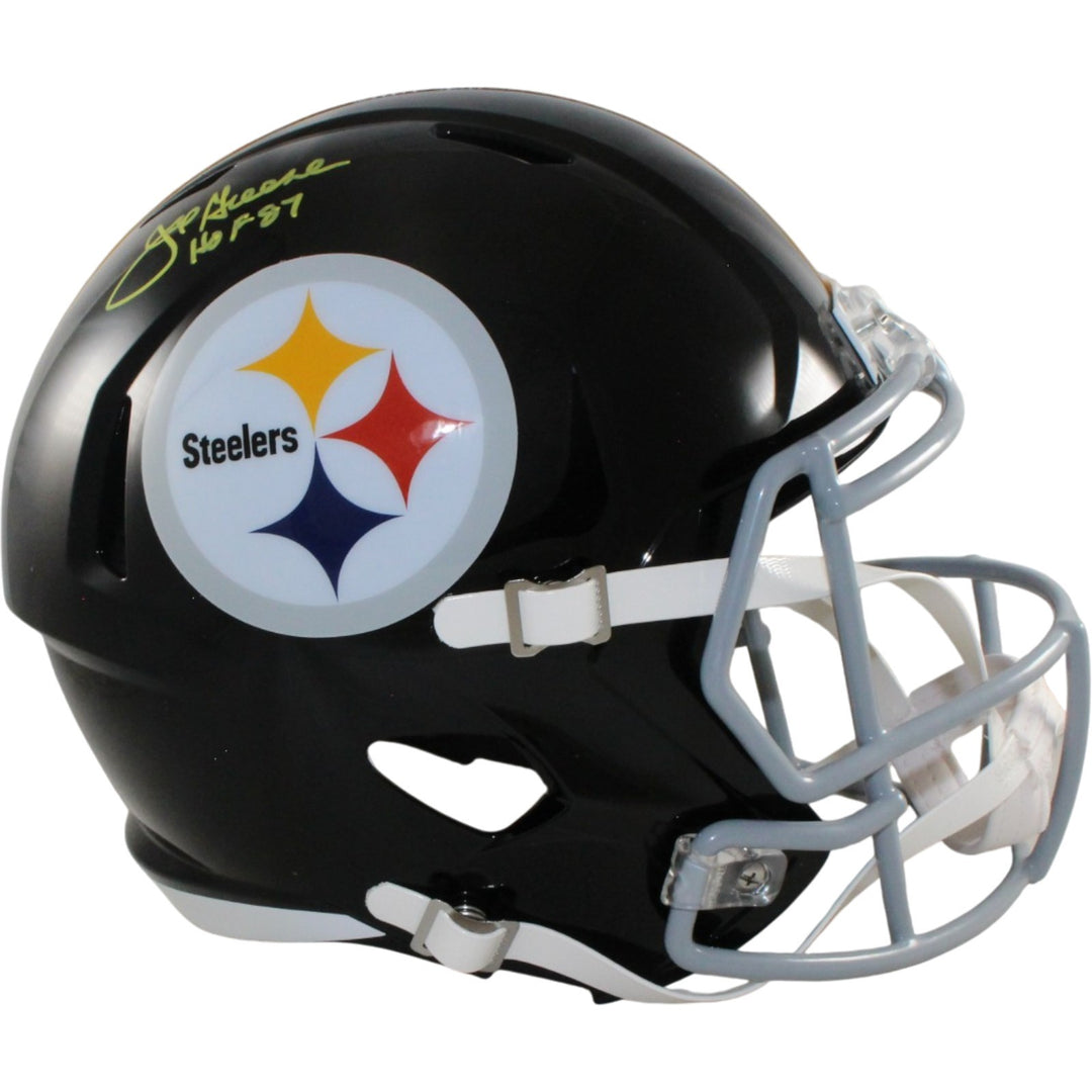 Joe Greene Autographed Pittsburgh Steelers F/S TB Helmet Beckett Witness 56952
