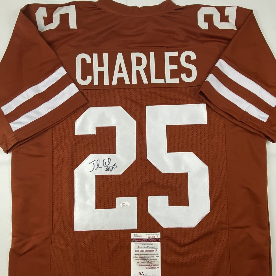 Autographed/Signed JAMAAL CHARLES Texas Orange College Football Jersey JSA COA