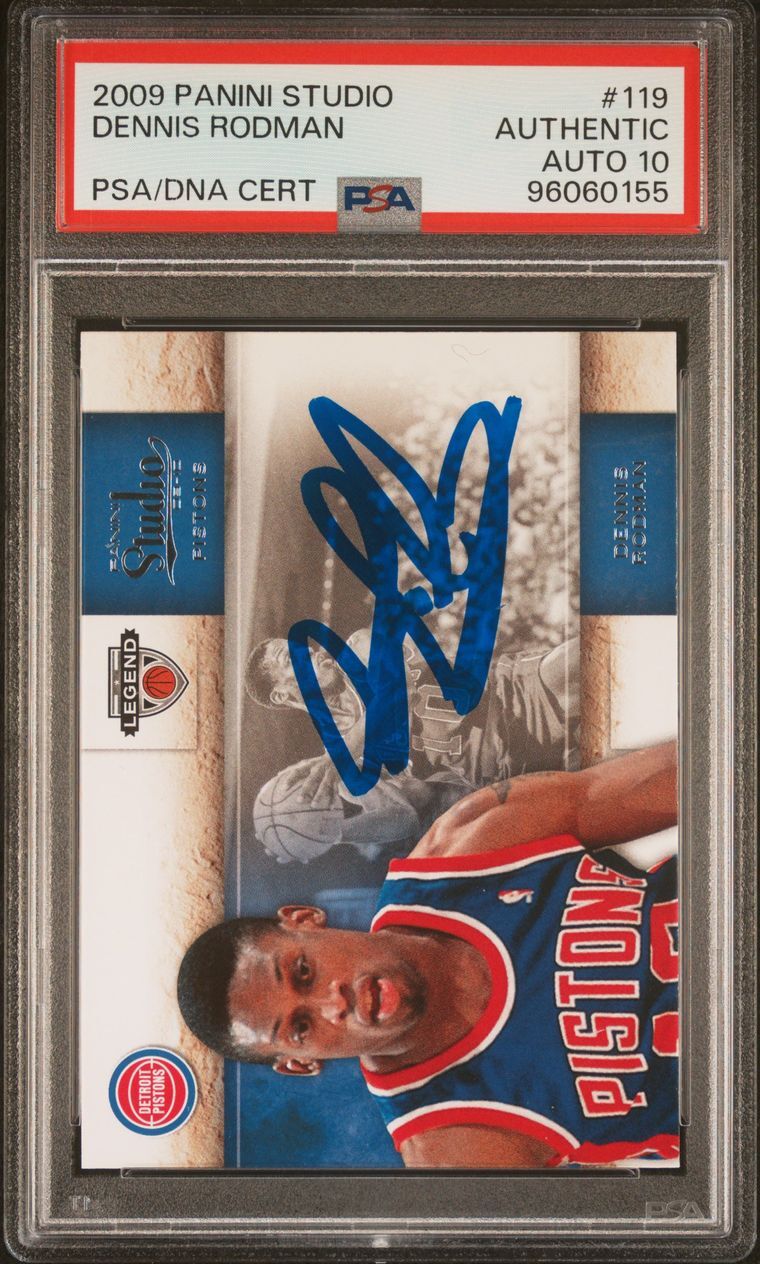 2009 Panini Studio #119 Dennis Rodman Signed Card Authentic AUTO 10 PSA Slabbed