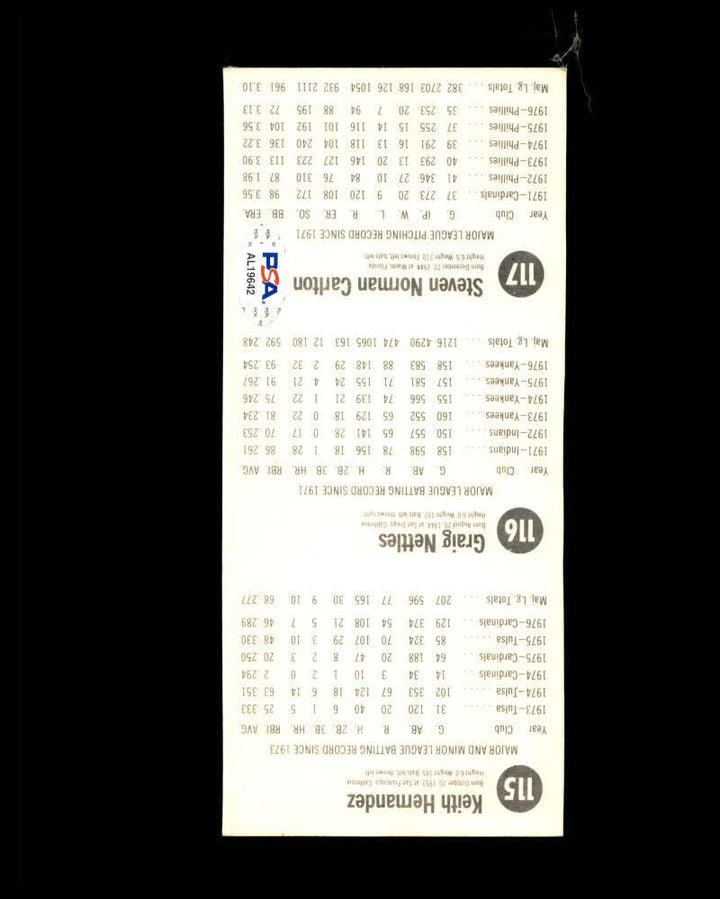 Steve Carlton PSA DNA Signed 1977 Hostess Panel Autograph