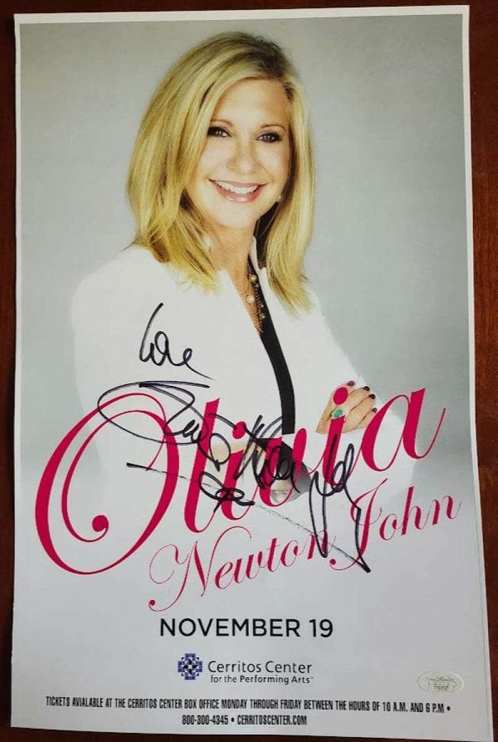 Olivia Newton John JSA Coa Signed 11x17 Concert Poster Cerritos Center Autograph